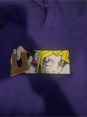 Embroidered Yu-Gi-Oh Purple Pullover Hoodie